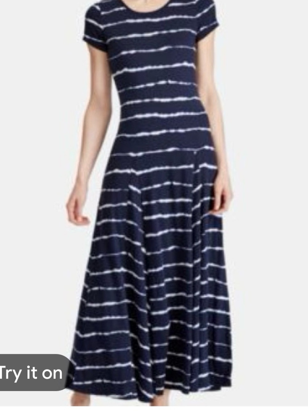 Lauren Ralph Lauren navy + white the-dye stripe maxi dress